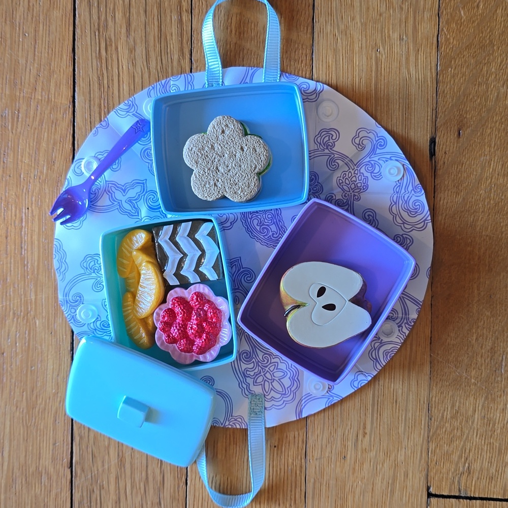 American Girl, Stackable 8-piece Lunch Set, 2.5" L x 2" H x 2" W, Retired 2015